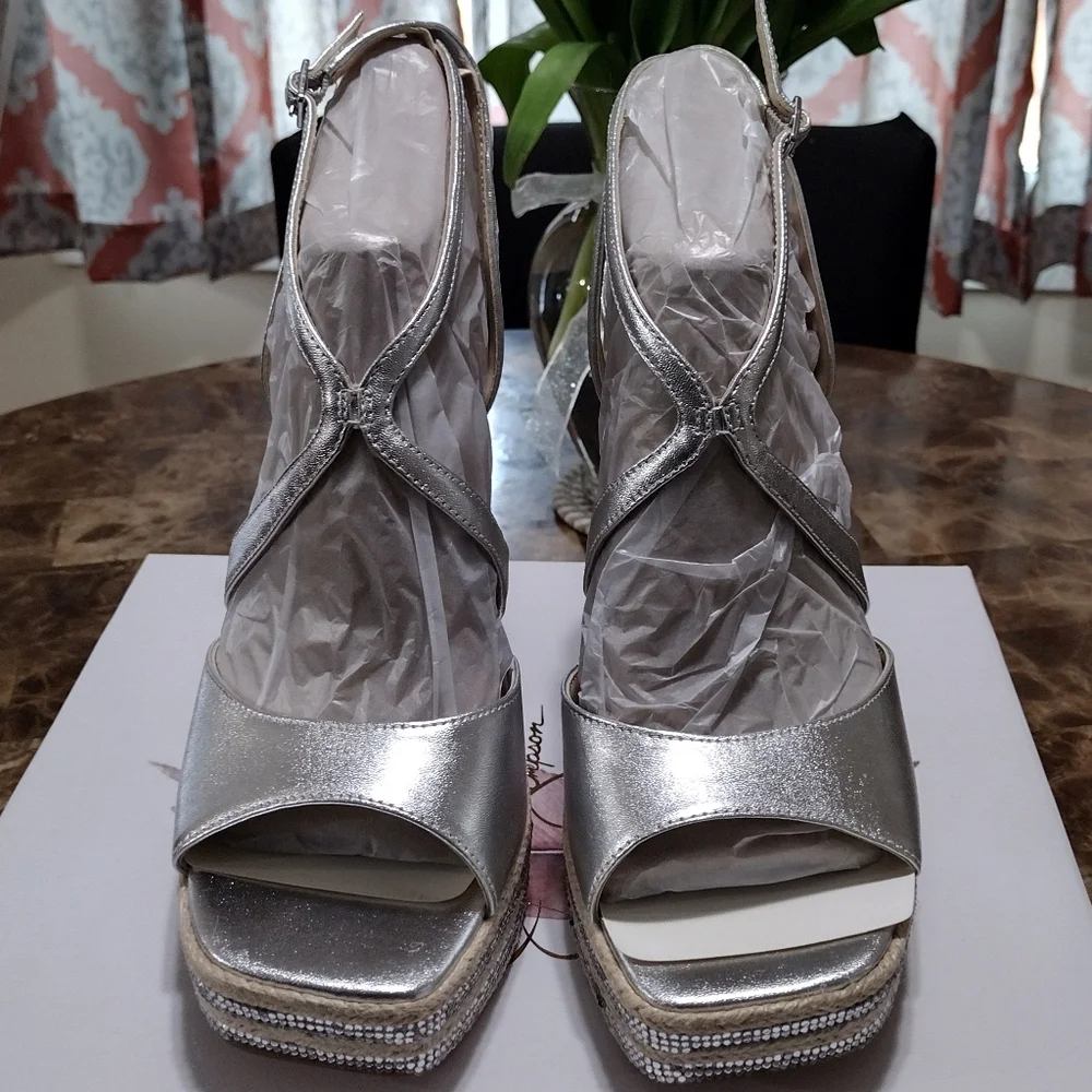 Jessica Simpson Silver Platform Heels